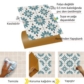 Resim Tink Kendinden Yapışkanlı Yeşil Çiçek Bahçesi Desenli Pvc Karo 30X30 cm (4 Adet) 0,36 M2 