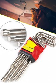 Resim Markafox Eltos Jaws 9 Parça Çift Taraflı Torx Alyan Allen 9 Parça Çelik Yıldız Anahtar Takımı 1410 