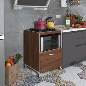 Resim Demi 85x60x57 CM Ceviz Mini Fırın Ankastre Ocak Dolabı 