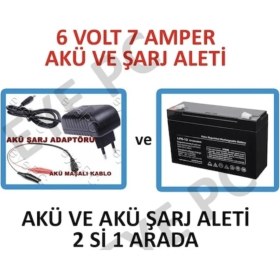 Resim Eyepc 6 Volt 7 Amper Akülü Çocuk Oyuncak Araç Araba Traktör Jeep Uyumlu Akü ve Şarj Adaptörü 