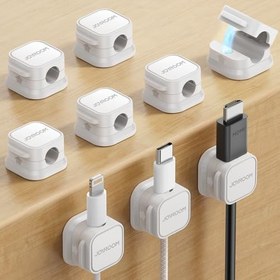 Resim 6'lı Paket Manyetik Kablo Klipsi [Kablo Pürüzsüz Ayarlanabilir] Kordon Tutucu, Masa Altı Kablo Yönetimi, JOYROOM Yapışkanlı Tel Tutucu Kaleci Düzenleyici Ev Ofis Masası Telefon Araba Duvarı Masaüstü 