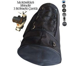 Resim Motosiklet Silindir Çanta 3 Bölmeli 