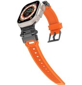 Resim Noktaks İos Uyumlu Watch Ultra 49mm Kordon Krd-108 Metal Başlıklı Silikon Kordon 