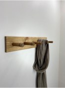 Resim O&A WOOD Doğal Ahşap Askılık, Ahşap Vestiyer, 5 Askılı Ahşap Duvar Askılığı 