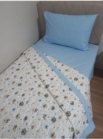 Resim Desenli Yatak Örtüsü Açık Mavi 