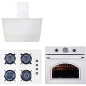 Resim KUMTEL Rustik Beyaz Cam Ankastre Set 