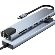 Resim Kelepir Fırsatlar Type C Den 8 Ayrı Girişe Dönüştüren Laptop Için Rj45 Lan Usb-c Usb 3.0 Hdtv Pd Usb/c Sd Tf Çevirici 