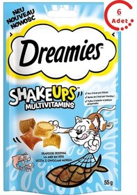 Resim Dreamies Shakeups Multivitaminli Deniz Ürünleri Kedi Ödül Maması 6 x 55 G 