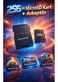 Resim Yüksek Hızlı Microsd Hafıza Kartı Ve Sd Adaptör Seti - 256gb 