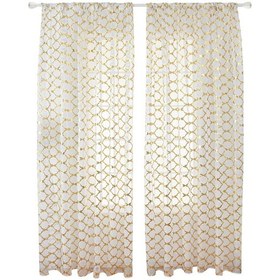 Resim Konesam 100x200 Cm Altın Fener Desenli Polyester Tül Perde - Islak Yıkama Uygun Değil, Yumuşak Ve Kaşınmaz 