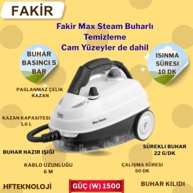 Resim Fakir Max Steam Buharlı Temizleyici Beyaz + Xiaomi Baskül Hediye 