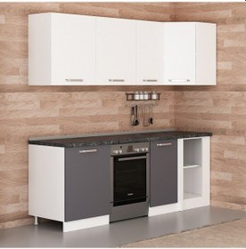 Resim Minar 225cm Köşe Mutfak Dolabı - Beyaz/antrasit K225-a2 