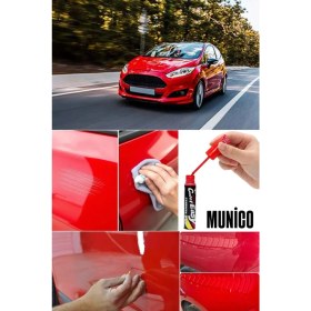 Resim Munico 3 Adet Oto Rötuş Kalemi Metalik Kırmızı 5 ml Kaporta Tampon Çizik Giderici Boya Fırçası Tüm Kodlara 