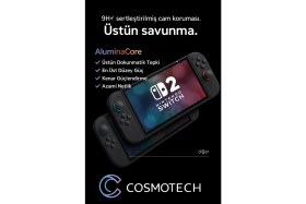 Resim Cosmostech Nintendo Switch 2 Uyumlu 7'' – 7.9'' 9h Temperli Cam Kırılmaz Ekran Koruyucu, Hd Clear, Toz Önleyici, Kabarcık Önleyici, 9h Hardness 