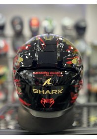 Resim Shark Skwal İ3 Venum Ledli Kapalı Kask +1 Gold Vizör Sarı 