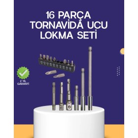 Resim S'82 16 Parça Bits ve Adaptör Seti Vidalama Tamir Bakım Seti 