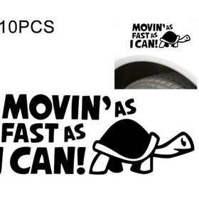Resim Sones 10 Pcs Olabildiğince Hızlı Hareket Eden Desen Yansıtıcı Çıkartma Araba Plakası, Boyut: 14.8x6cm Siyah 