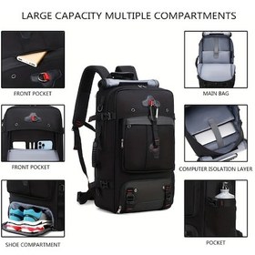 Resim Motion003 Enoshı 17.3 Laptop Çantası Beyaz Usb Şarj Portlu Ayakkabı Bölmeli Dayanıklı Polyester Sırt Çantası Hafta Sonu Gezileri İçin Arka Kapak 