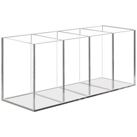 Resim Ganzhoushop Akrilik 4 Bölmeli Şeffaf Kalemlik - Masaüstü Kırtasiye Depolama Makyaj Fırçaları Tutucu Masa İçin, Akrilik Düzenleyici Kalemlik Masa Düzenleyici 