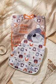 Resim Bebechi Bubu Bear 2'li Set Uzun Kollu Su Geçirmez Bebek Mama Önlüğü - Ayıcık Desenli Leke Tutmaz Blw Ve Akti 