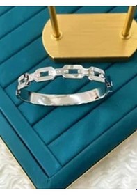 Resim Çelik Silver Bileklik Modern Geometrik Bağlantılı Çok Renkli 