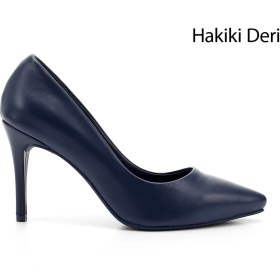 Resim GÖNDERİ(R) Kadın Lacivert Platinum Sivri Burun İnce Topuklu Hakiki Deri Stiletto 