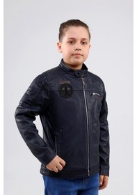 Resim Erkek Hakiki Deri Çocuk Mont (544615058) Lacivert 