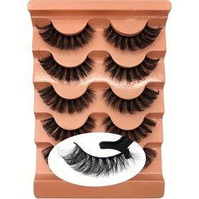 Resim 5 Çift Hacimli Çapraz Tarz Rus Volüm Sahte Kirpikler, 0.07mm Kalınlık, D-Kıvrım, 16-18mm Uzunluk, Başlangıç Dostu ve Yeniden Kullanılabilir Özellik, Kolay Organizasyon için Şeftali Köpük Tutucu, Taşınabilir Kirpikler | Kabarık Kirpikler | Lüks Görünüm Kirpikleri 