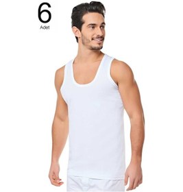 Resim 6 Adet Seher Yıldız 0001ı %100 Pamuk Beyaz Ekonomik Erkek Atlet 
