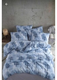 Resim Tek Kişilik Mavi Ağaç Nevresim Çarşaf Takımı Mavi 