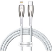 Resim Baseus Glimmer Series Beyaz CADH000002 1mt 20w Type-C to Lightning Şarj Kablosu Örgülü 