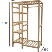 Resim TÜRKERDESİGN Sandre Açık Gardrop 152x100 Doğal Ahşap 35cm 