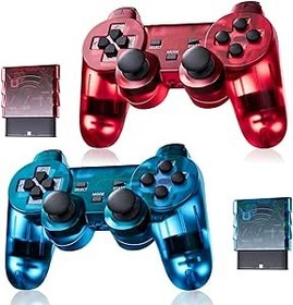 Resim AUFGLO Ps2/Dual Shock 2/PC için Classic kablosuz kumanda (kırmızı + mavi) 