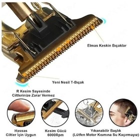 Resim Cbtx T9 Elektrikli Şarj Edilebilir Kablosuz Saç Kesme Tıraş Makinesi 