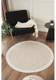 Resim Sisalux 3085 Bej Krem Yuvarlak Sisal Dokuma Jüt Kilim Hav Toz Vermez Mutfak Oturma Odası Halısı Bej - Krem 