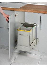 Resim Pelikan 21550 Raylı Dolap İçi Çöp Kovası 14 + 14 lt ( Çift Kovalı ) Gri 