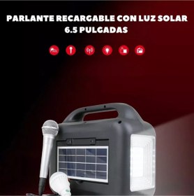 Resim JUNGLEE MİKROFONLU BLUETOOTH HOPARLÖR GÜNEŞ ENERJİLİ KAMP LAMBASI POWERBANK FM-SD KART-USB GİRİŞLİ ŞARJLI 