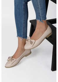 Resim Trend Günlük Babet Hafif Rahat Fiyonklu Ev Ve Ofis Ayakkabısı Bej 