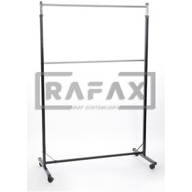 Resim Rafax, Tekerlekli Elbise Askılığı 120 Cm, Çiftli Kıyafet Askılığı (491441730) 