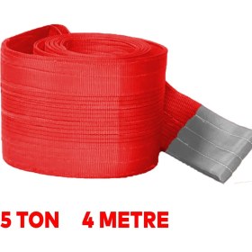 Resim Badem10 Sapan Polyester Spanzet 5 Ton 4 Metre Kırmızı Sağlam Yük Kaldırma Taşıma İndirme Halat 