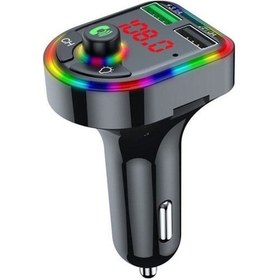 Resim Car F6 Rgb Bluetooth Araç Kiti Fm Transmitter Qc 3.1a Type-c Usb Şarj 12-24v 