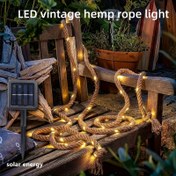 Resim LED Güneş Enerjili Retro İp Işıklı Çok Fonksiyonlu El Dokuma Su Geçirmez Kamp Renkli Aydınlatma Bahçe Dekorasyon Işığı Çim Peyzaj Park Ortam Aydınlatması Ev Dekoru 
