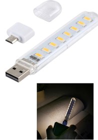 Resim TechnoStation 8 Ledli USB Girişli Portatif Led Kitap Okuma Kamp Bilgisayar Çalışma Masası Lambası 