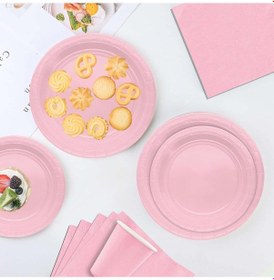 Resim Pastel Pembe Parti Tabak 8 Li 23 Cm Tek Kullanımlık Sunum Tabağı 