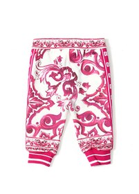 Resim Beyaz Pembe Desenli Kız Bebek Jogger Pantolon 