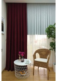 Resim Evdepo Home Deniz Soft Pileli Fon Perde Bordo (446544119) Bordo 