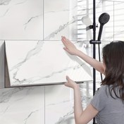 Resim 10 ADET Mermer Desenli Soyulabilir ve Yapışkanlı Duvar Karoları, 1.8m² PVC Sıva, Su Geçirmez Isıya Dayanıklı Dikdörtgen Kapalı Duvar Sanatı Mutfak, Banyo, Oturma Odası Dekorasyonu için 