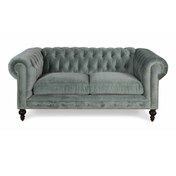Resim Hanel Mobilya Gri Kadife Klasik Chesterfield Chester Kanepe 2 Kişilik 
