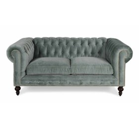 Resim Hanel Mobilya Gri Kadife Klasik Chesterfield Chester Kanepe 2 Kişilik 