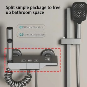 Resim Yalnızca Duş Başlığı, Gri 2/3/4 Modlu Piyano Tuşu Duş Bataryası, Elektrik Gerektirmez, Duvar Kapağı, Yıkama Halkası, Adaptör Dahil, Diğer Aksesuarlar Dahil Değildir 